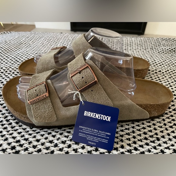 Birkenstock Arizona Sandals Suede Taupe Mens Size 14 / 47 - Picture 4 of 10